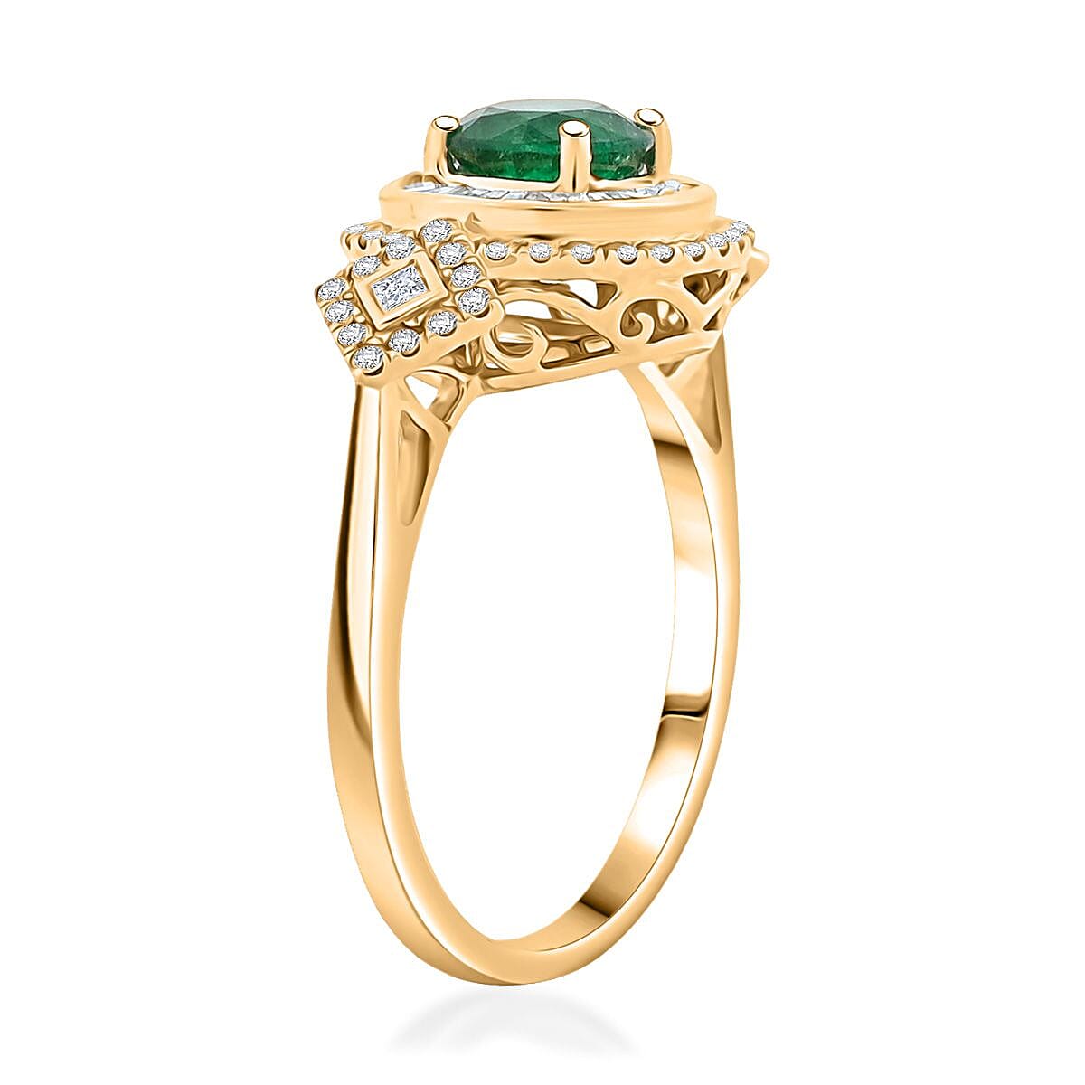 Certified & Appraised Luxoro AAA Kagem Zambian Emerald and I2 Diamond 2.00 ctw Ring in 10K Yellow Gold (Size 6.0) 4.20 Grams image number 3