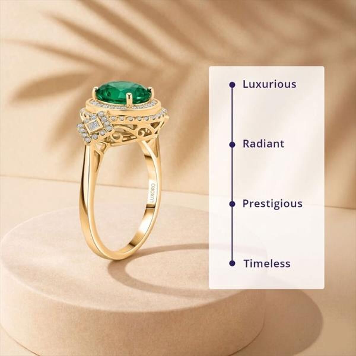 Certified & Appraised Luxoro 10K Yellow Gold AAA Kagem Zambian Emerald, Diamond (I2) (0.64 cts) Ring (Size 6.5) (4.20 g) 2.00 ctw image number 3