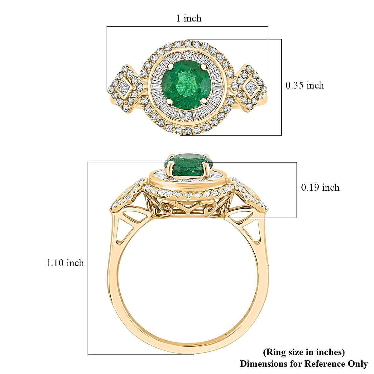 Certified & Appraised Luxoro AAA Kagem Zambian Emerald and I2 Diamond 2.00 ctw Ring in 10K Yellow Gold (Size 7.0) 4.20 Grams image number 5