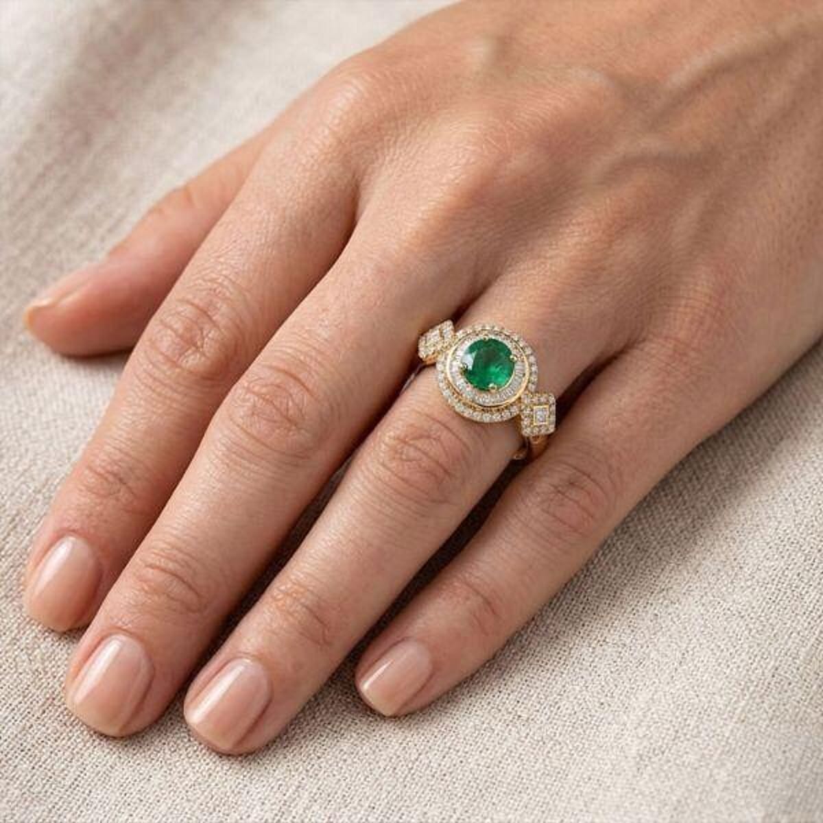 Certified & Appraised Luxoro 10K Yellow Gold AAA Kagem Zambian Emerald, Diamond (I2) (0.64 cts) Ring (Size 9.5) (4.20 g) 2.00 ctw image number 1