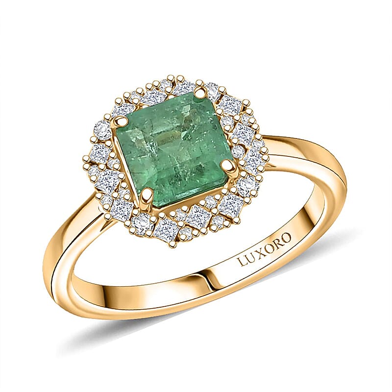 Certified & Appraised Luxoro AAA Kagem Zambian Emerald and I2 Diamond 2.50 ctw Ring in 10K Yellow Gold (Size 10.0)