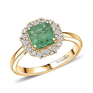 Certified & Appraised Luxoro AAA Kagem Zambian Emerald and I2 Diamond 2.50 ctw Ring in 10K Yellow Gold (Size 6.0)
