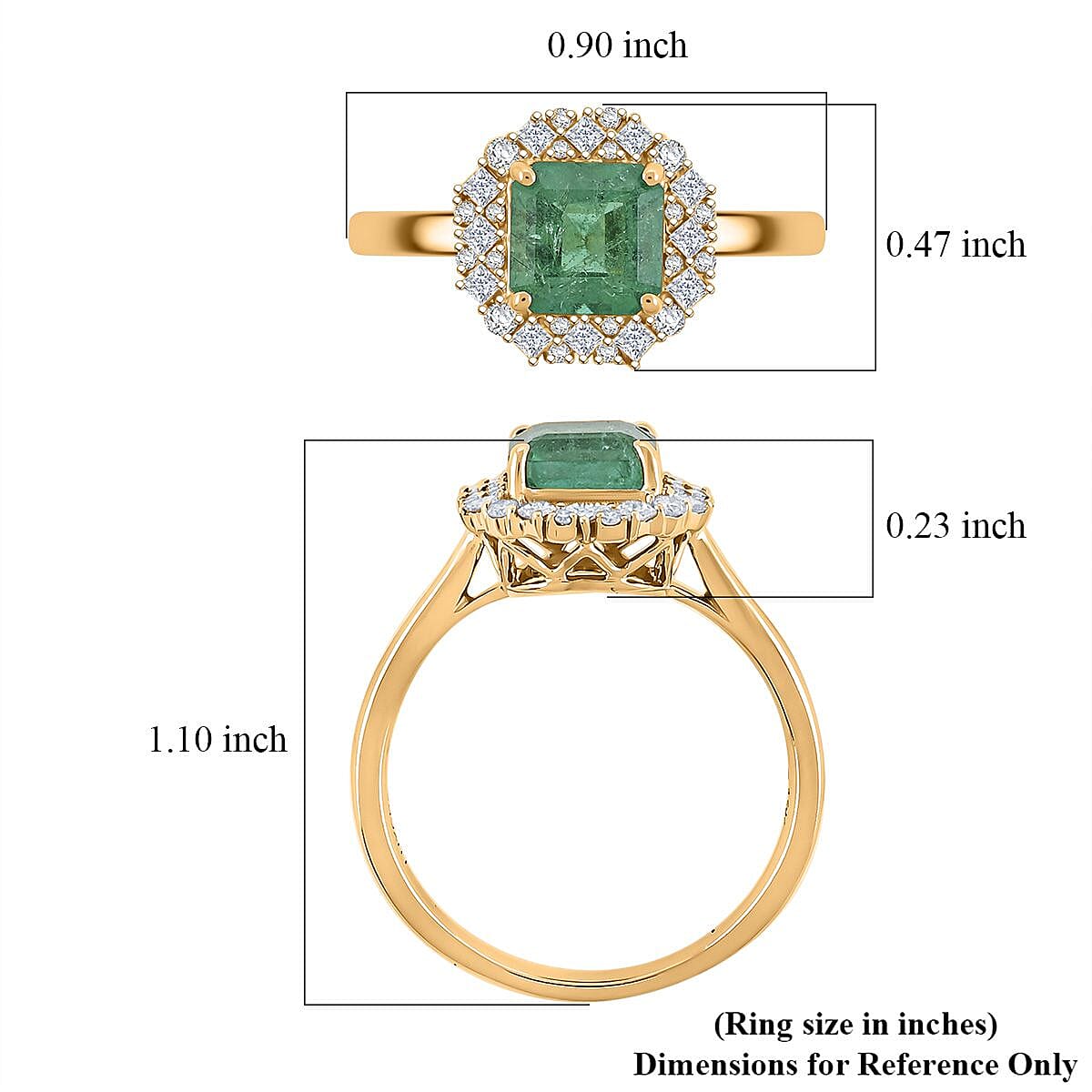 Certified & Appraised Luxoro AAA Kagem Zambian Emerald and I2 Diamond 2.50 ctw Ring in 10K Yellow Gold (Size 6.0) image number 5