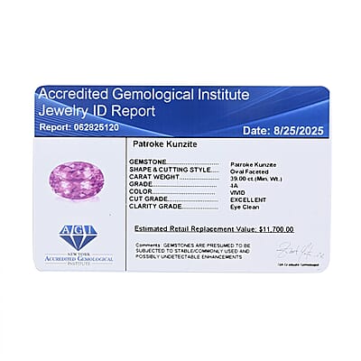 Certified & Appraised AAAA Patroke Kunzite (Ovl Free Size) 39.00 ctw