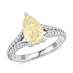Luxuriant Lab Grown Yellow and White Diamond VS1 2.40 ctw Ring in 14K White Gold (Size 6.0) 4.13 Grams