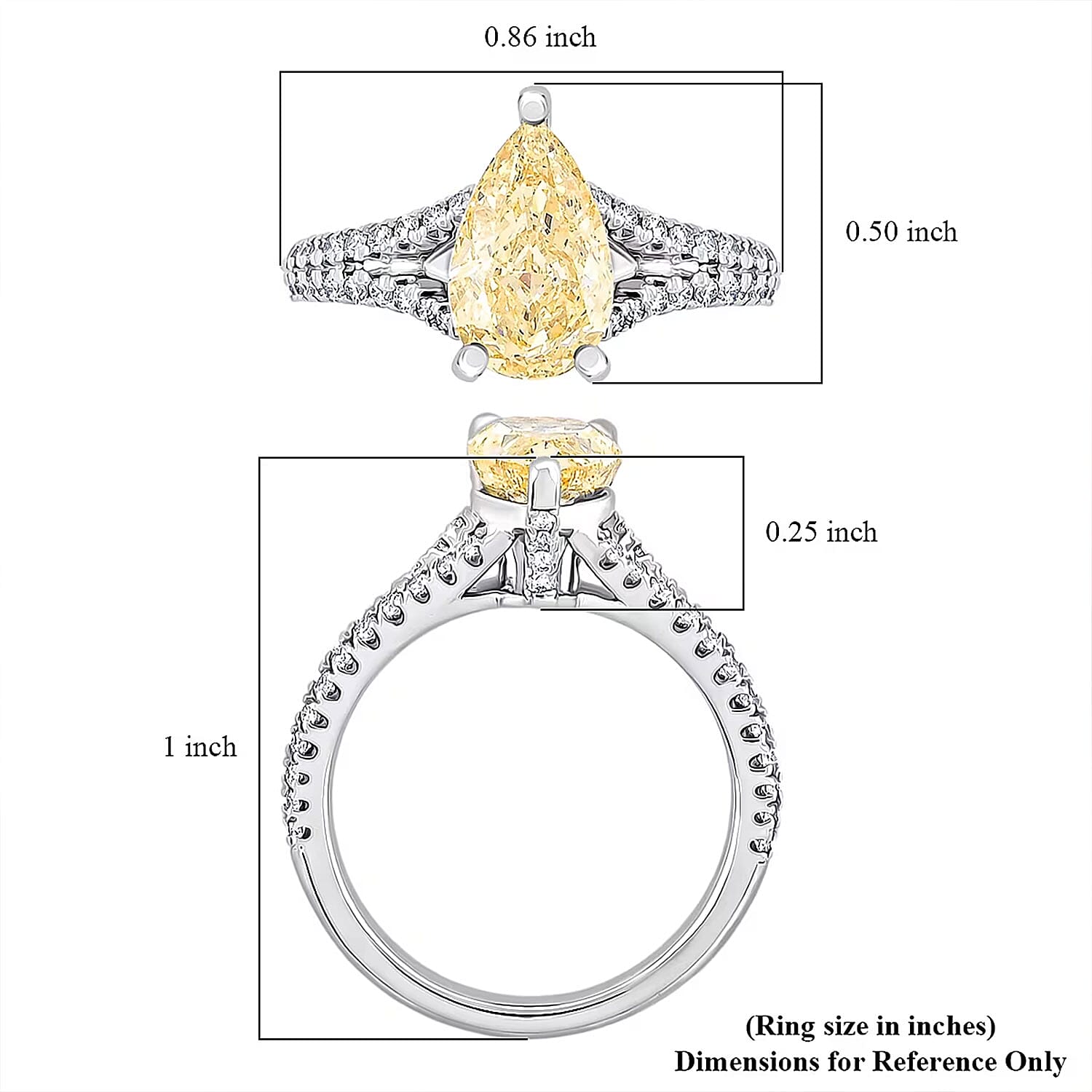 Luxuriant Lab Grown Yellow and White Diamond VS1 2.40 ctw Ring in 14K White Gold (Size 6.0) 4.13 Grams