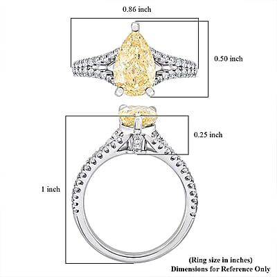 Luxuriant Lab Grown Yellow and White Diamond VS1 2.40 ctw Ring in 14K White Gold (Size 6.0) 4.13 Grams