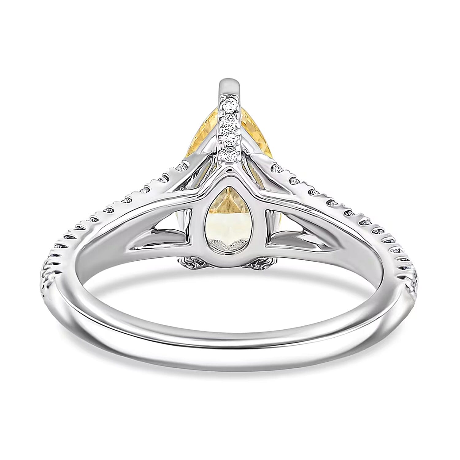 Luxuriant Lab Grown Yellow and White Diamond VS1 2.40 ctw Ring in 14K White Gold (Size 6.0) 4.13 Grams