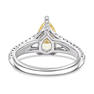 Luxuriant Lab Grown Yellow and White Diamond VS1 2.40 ctw Ring in 14K White Gold (Size 6.0) 4.13 Grams