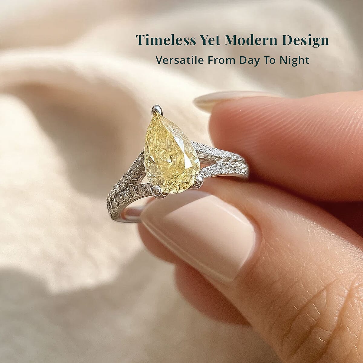 Luxuriant Lab Grown Yellow and White Diamond Ring in 14K White Gold 2.40 ctw (Size 8.0) image number 5
