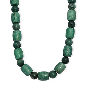 EverTrue Green Jasper 490.00 ctw Beaded Necklace in Platinum Over 20 Inches 