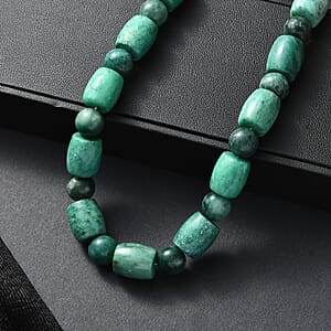 EverTrue Green Jasper 490.00 ctw Beaded Necklace in Platinum Over 20 Inches 