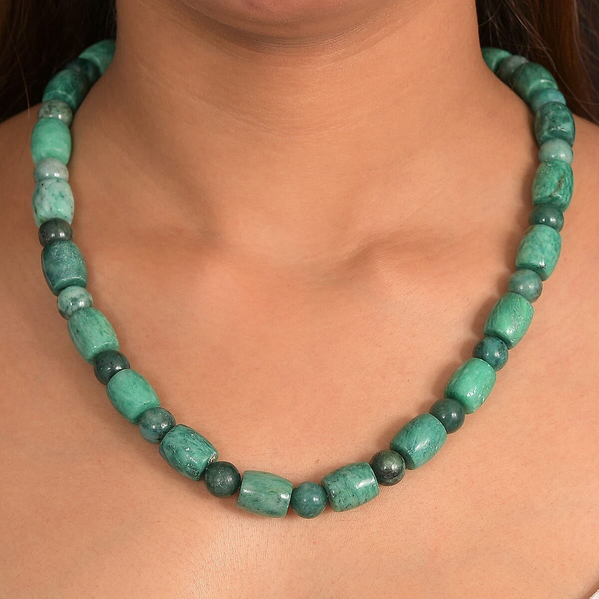 EverTrue Green Jasper 490.00 ctw Beaded Necklace in Platinum Over 20 Inches  image number 2