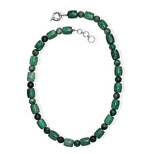 EverTrue Green Jasper 490.00 ctw Beaded Necklace in Platinum Over 20 Inches 