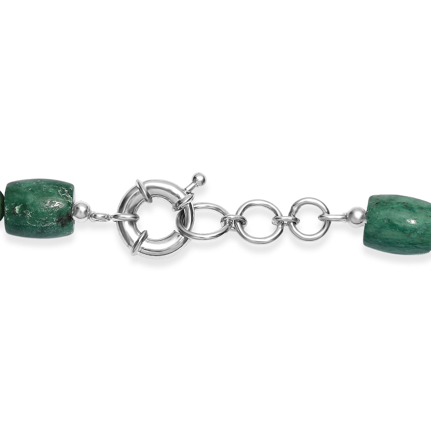 EverTrue Green Jasper 490.00 ctw Beaded Necklace in Platinum Over 20 Inches 