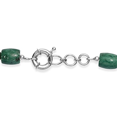 EverTrue Green Jasper 490.00 ctw Beaded Necklace in Platinum Over 20 Inches