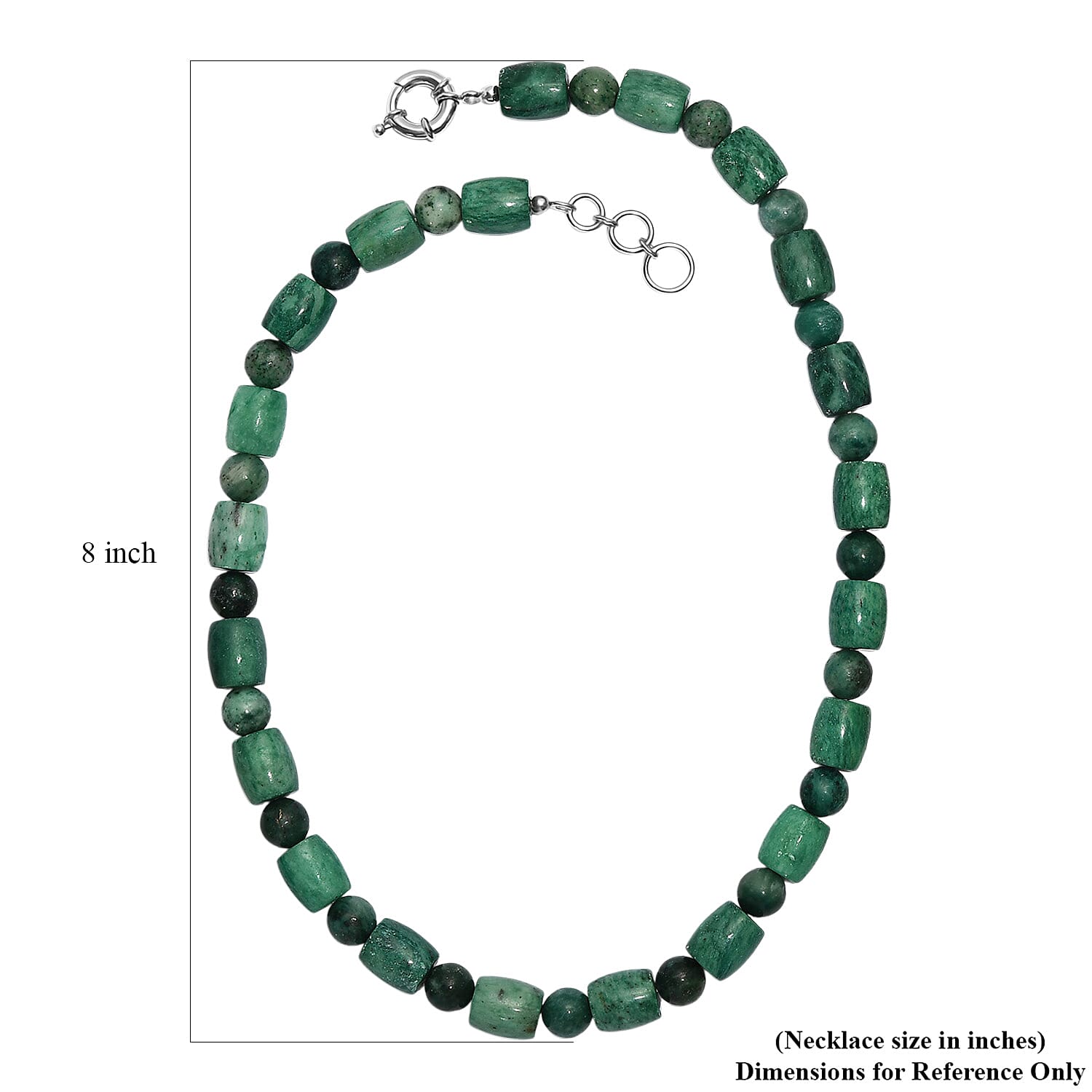 EverTrue Green Jasper 490.00 ctw Beaded Necklace in Platinum Over 20 Inches 