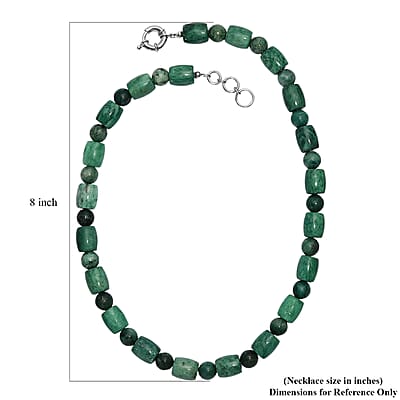EverTrue Green Jasper 490.00 ctw Beaded Necklace in Platinum Over 20 Inches