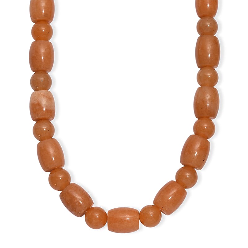EverTrue Red Aventurine 490.00 ctw Beaded Necklace in Platinum Bond 20 Inches