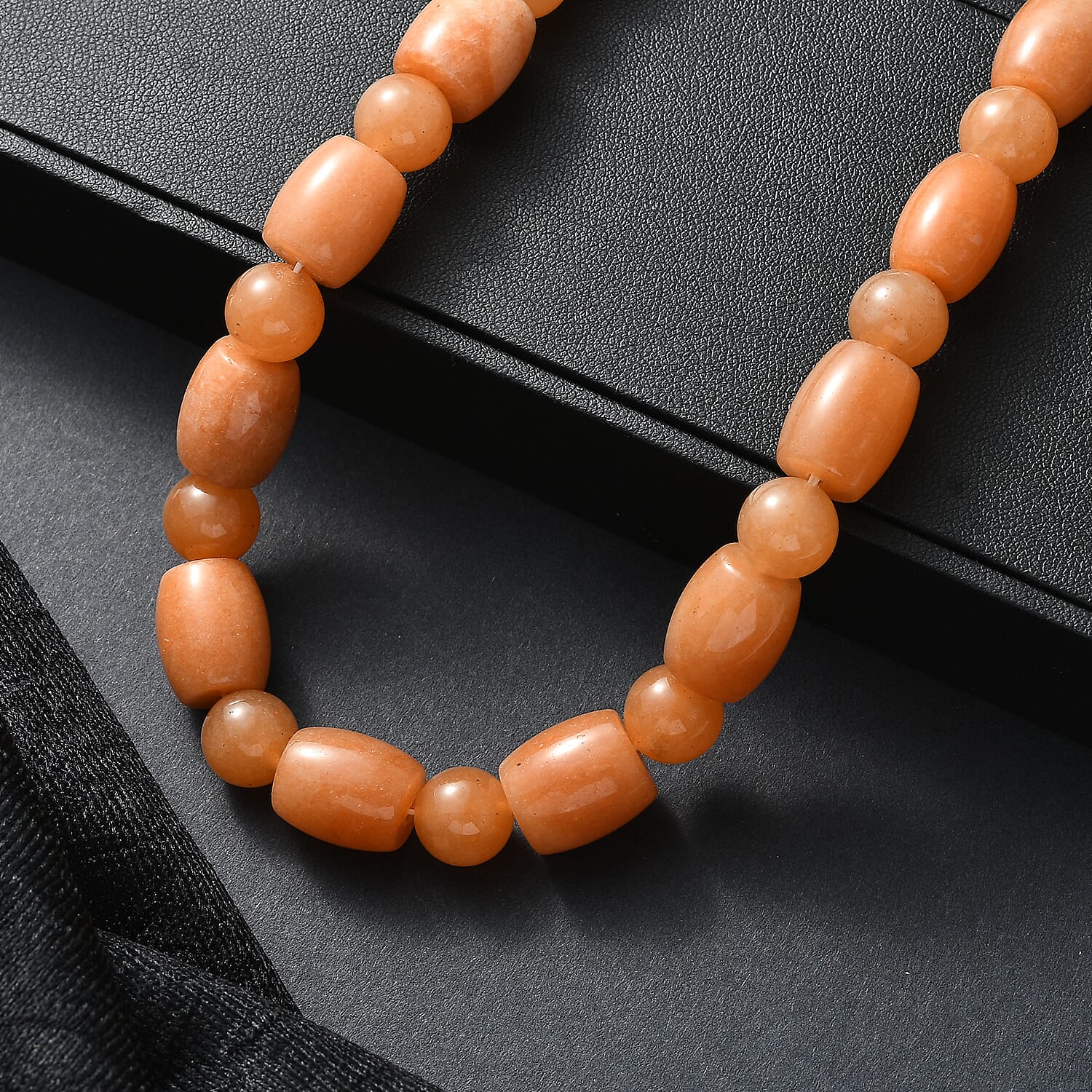 EverTrue Red Aventurine 490.00 ctw Beaded Necklace in Platinum Bond 20 Inches