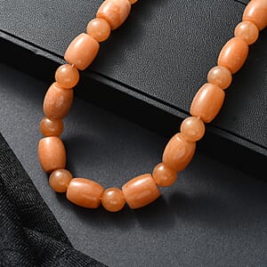 EverTrue Red Aventurine 490.00 ctw Beaded Necklace in Platinum Over 20 Inches 