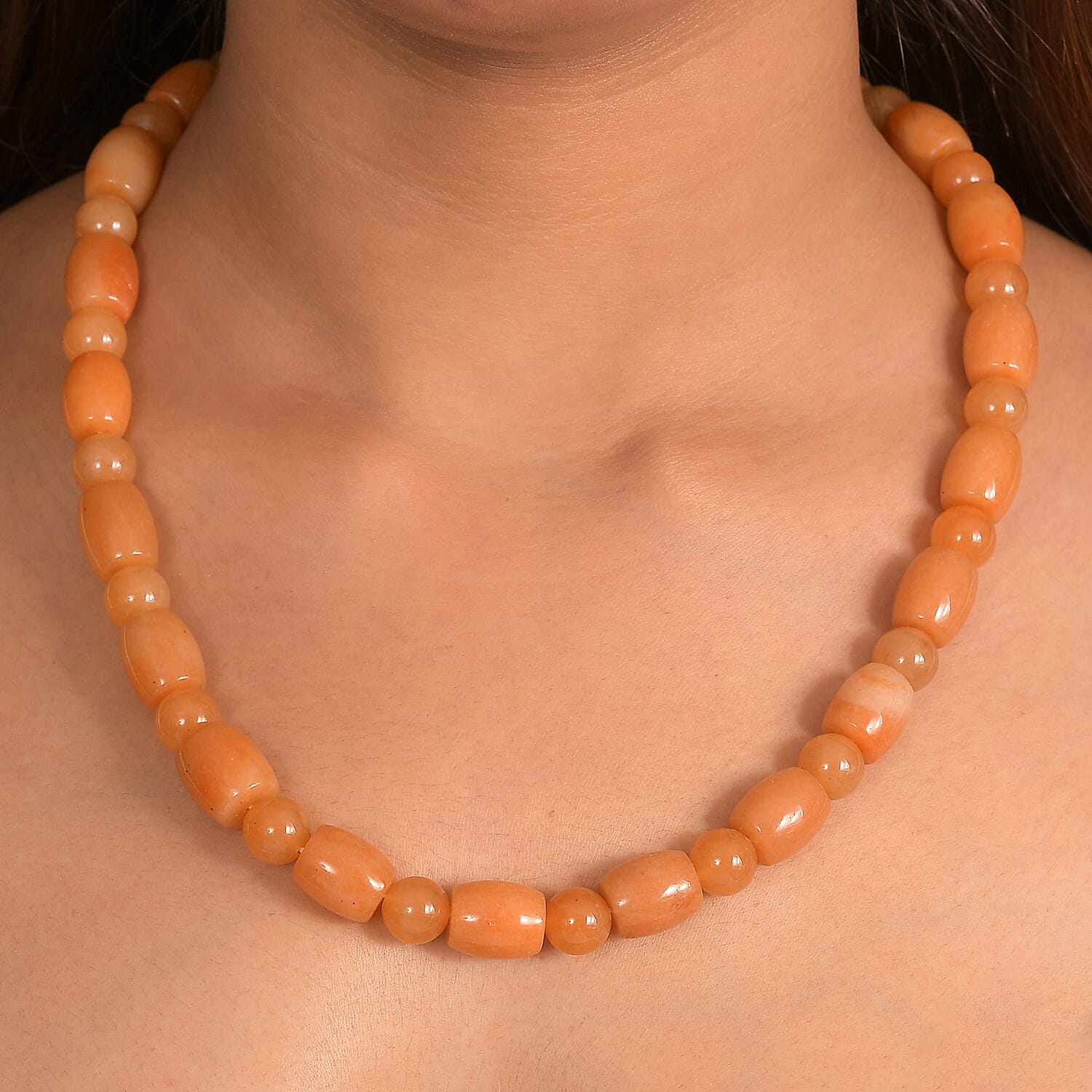EverTrue Red Aventurine 490.00 ctw Beaded Necklace in Platinum Bond 20 Inches