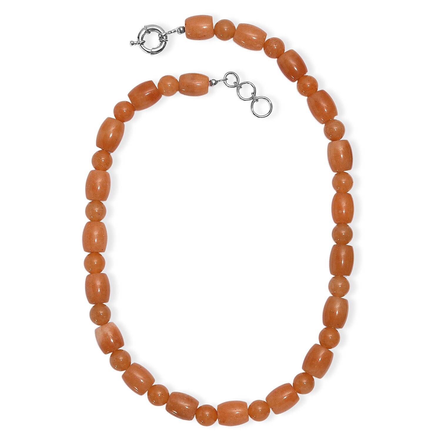 EverTrue Red Aventurine 490.00 ctw Beaded Necklace in Platinum Bond 20 Inches