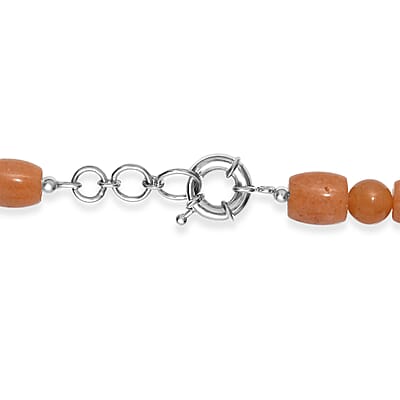 EverTrue Red Aventurine 490.00 ctw Beaded Necklace in Platinum Bond 20 Inches