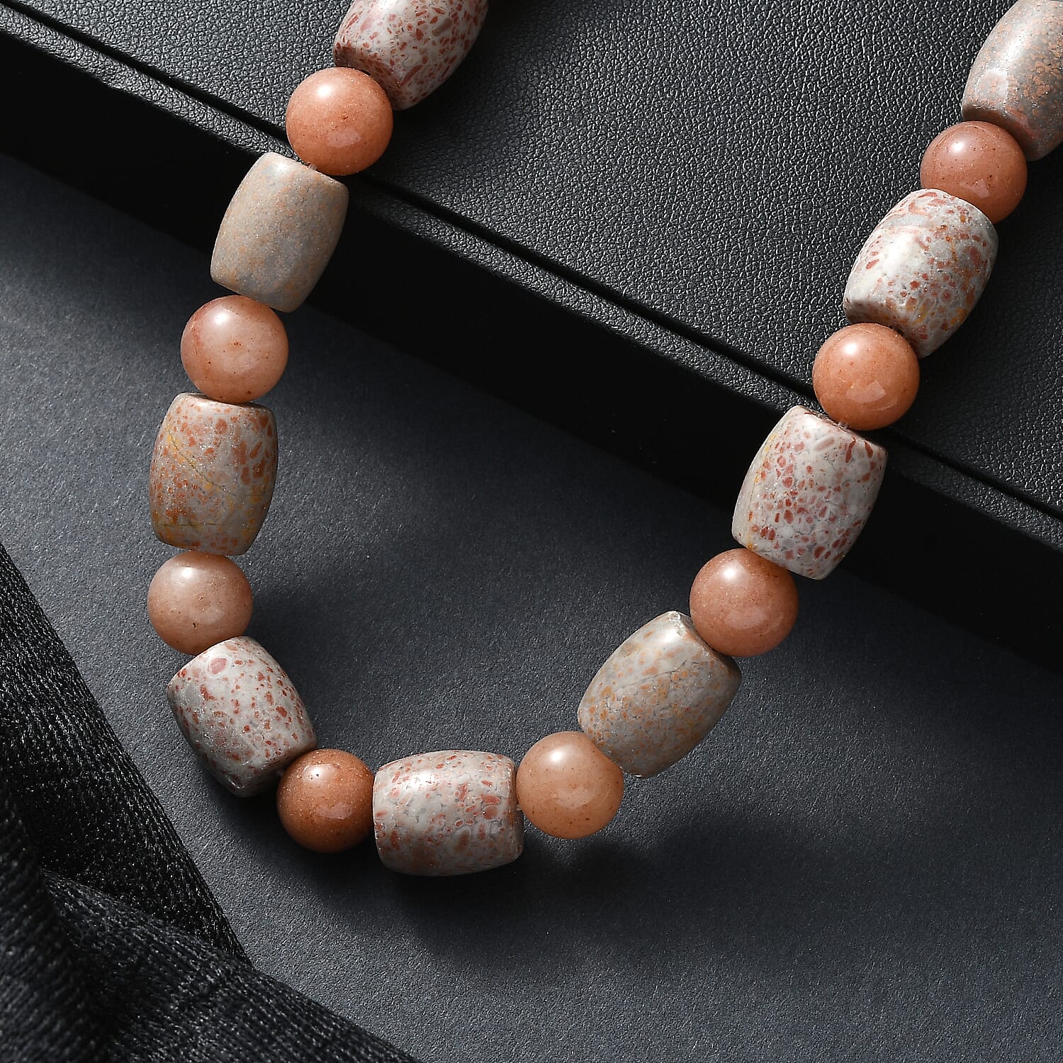 EverTrue Fossilizes Agate 490.00 ctw Beaded Necklace in Platinum Bond 20 Inches