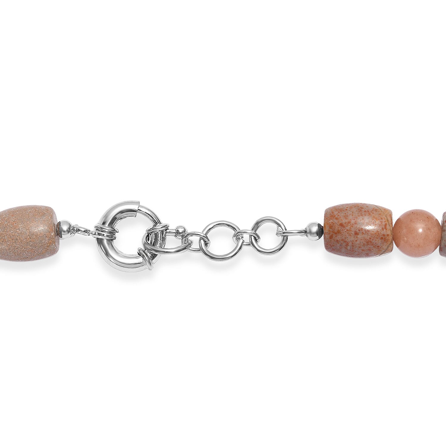 EverTrue Fossilizes Agate 490.00 ctw Beaded Necklace in Platinum Bond 20 Inches