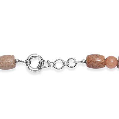 EverTrue Fossilizes Agate 490.00 ctw Beaded Necklace in Platinum Bond 20 Inches