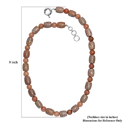 EverTrue Fossilizes Agate 490.00 ctw Beaded Necklace in Platinum Bond 20 Inches