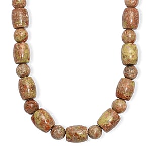 EverTrue Autumn Jasper 490.00 ctw Beaded Necklace in Platinum Over 20 Inches 