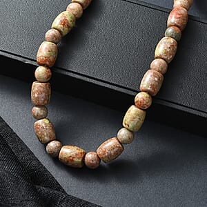 EverTrue Autumn Jasper 490.00 ctw Beaded Necklace in Platinum Over 20 Inches 