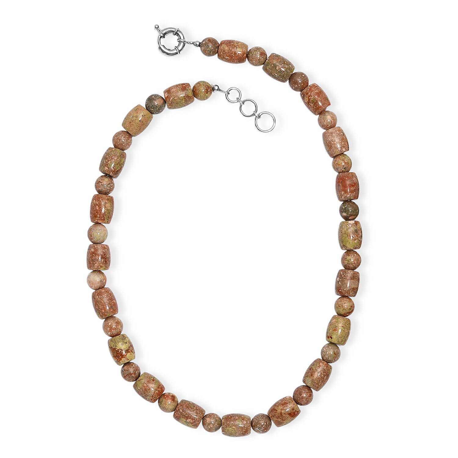 EverTrue Autumn Jasper 490.00 ctw Beaded Necklace in Platinum Bond 20 Inches