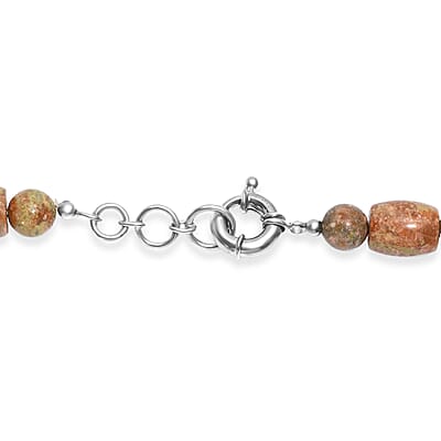 EverTrue Autumn Jasper 490.00 ctw Beaded Necklace in Platinum Bond 20 Inches