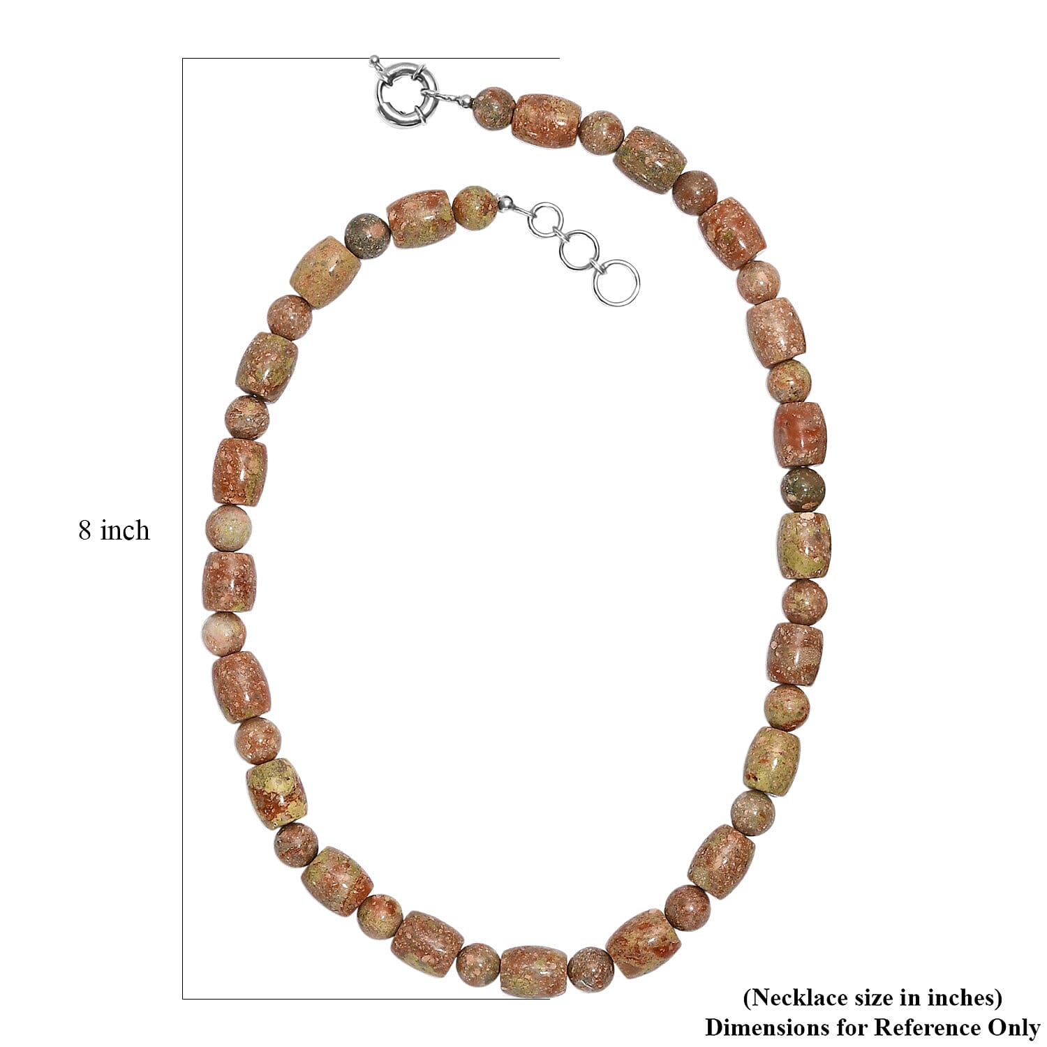 EverTrue Autumn Jasper 490.00 ctw Beaded Necklace in Platinum Bond 20 Inches