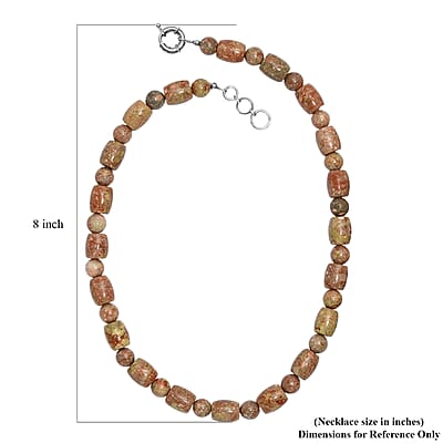 EverTrue Autumn Jasper 490.00 ctw Beaded Necklace in Platinum Bond 20 Inches