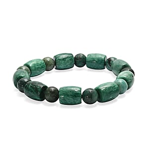 Green Jasper 200.00 ctw Beaded Stretch Bracelet