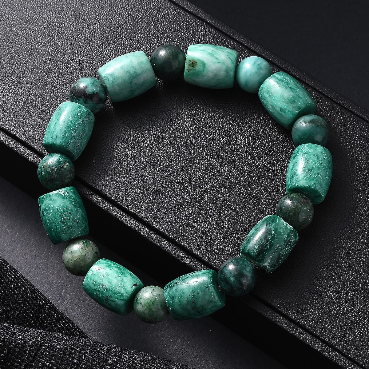 Green Jasper 200.00 ctw Beaded Stretch Bracelet image number 1