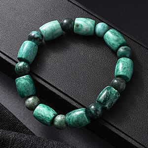 Green Jasper 200.00 ctw Beaded Stretch Bracelet