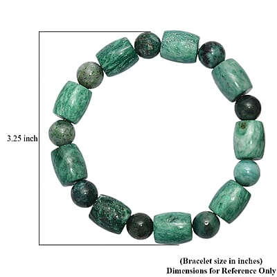 Green Jasper 200.00 ctw Beaded Stretch Bracelet