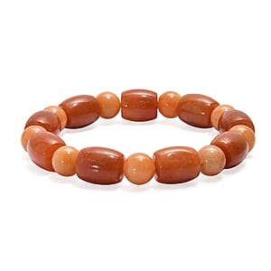 Red Aventurine 200.00 ctw Beaded Stretch Bracelet