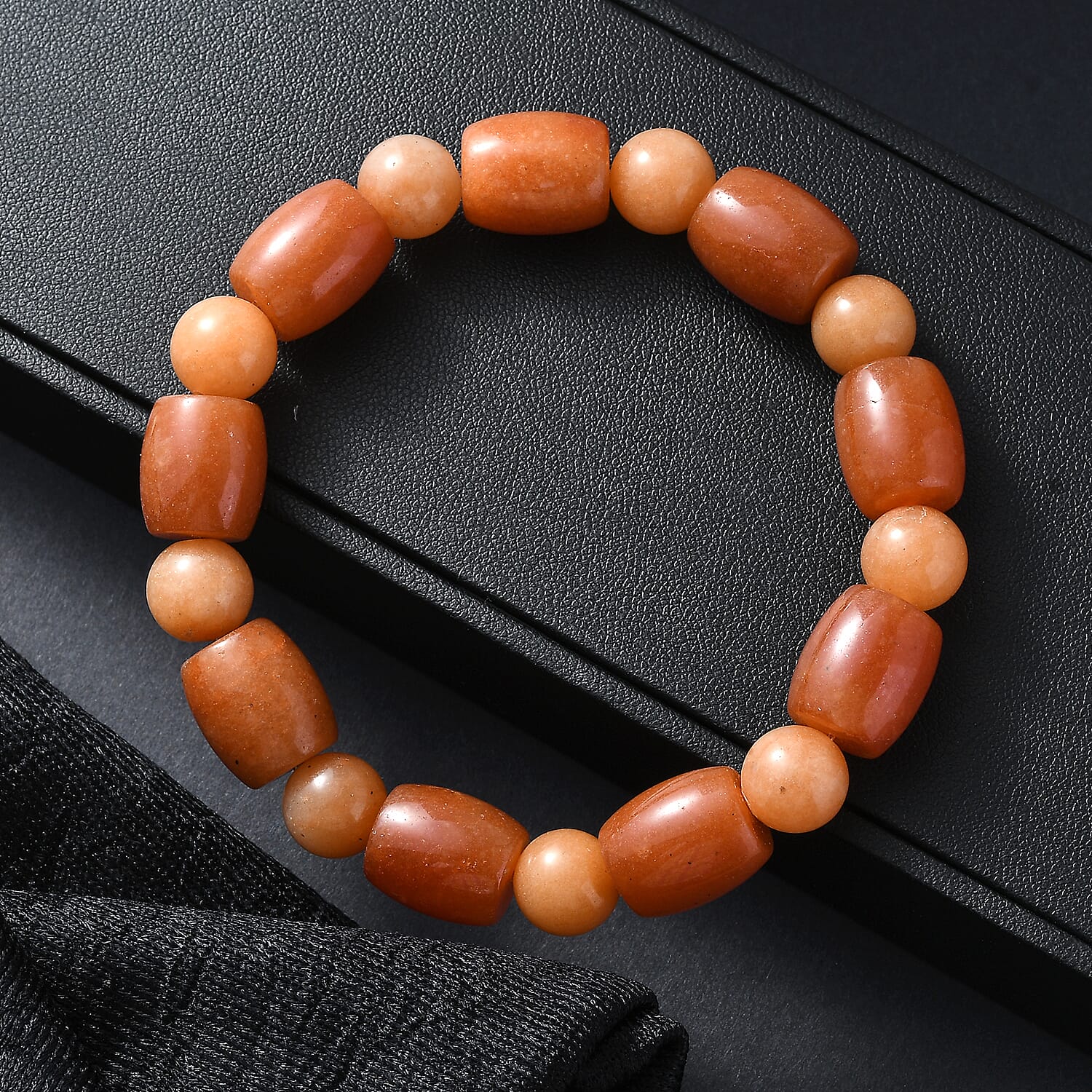 Red Aventurine 200.00 ctw Beaded Stretch Bracelet