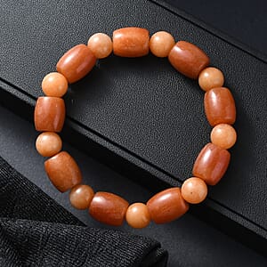 Red Aventurine 200.00 ctw Beaded Stretch Bracelet