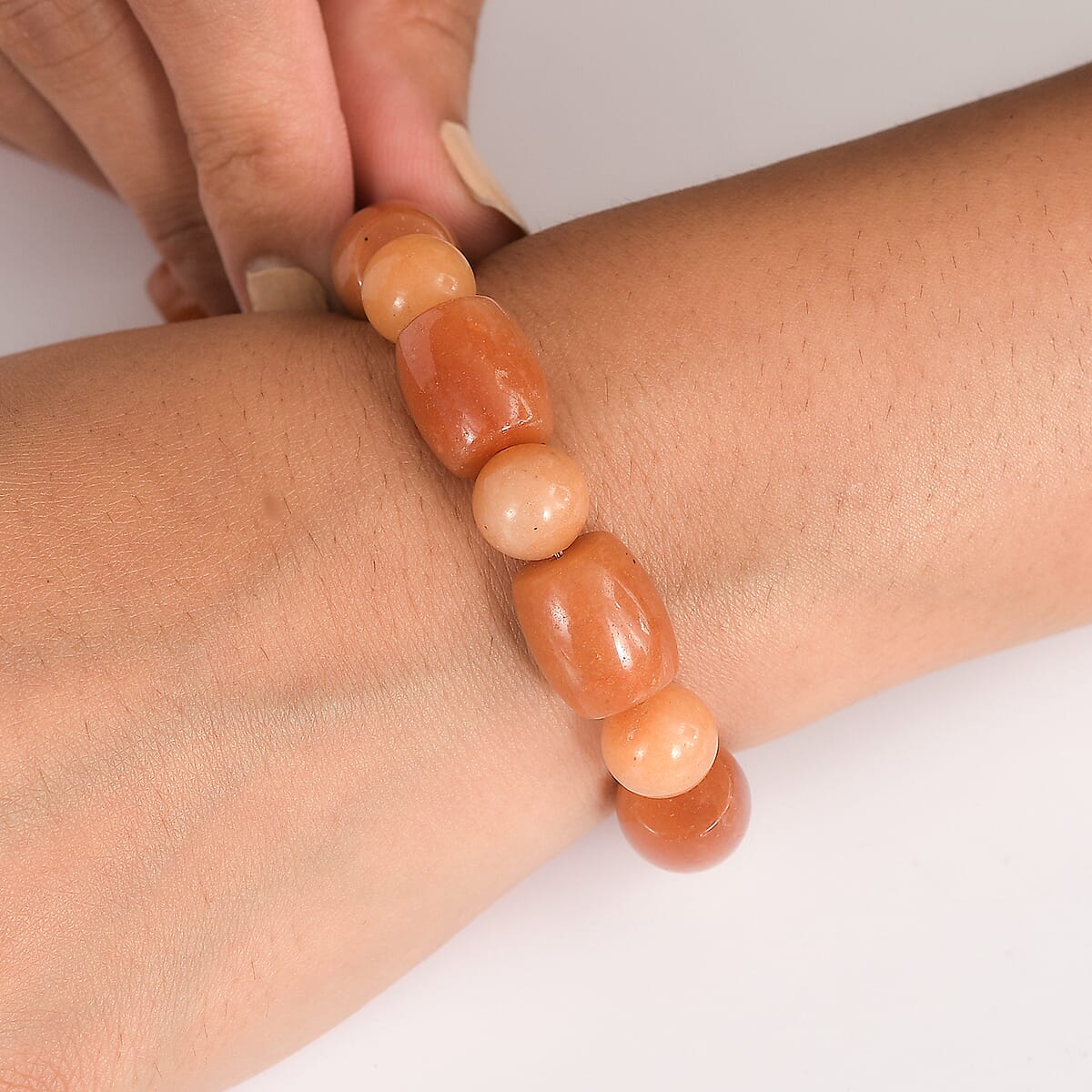 Red Aventurine 200.00 ctw Beaded Stretch Bracelet image number 2