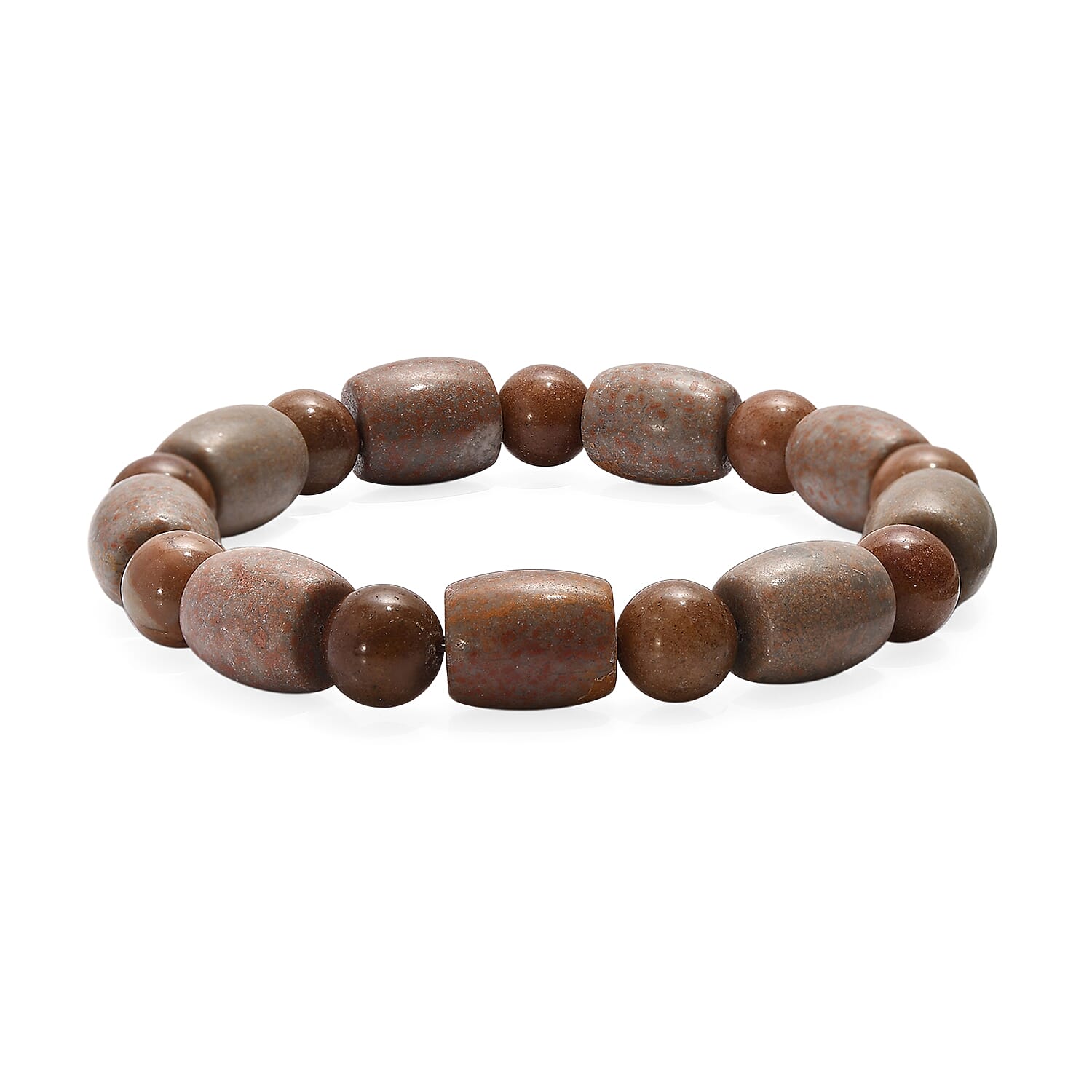Fossilized Agate 200.00 ctw Beaded Stretch Bracelet