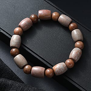 Fossilizes Agate 200.00 ctw Beaded Stretch Bracelet