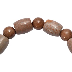 Fossilizes Agate 200.00 ctw Beaded Stretch Bracelet
