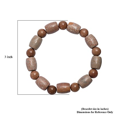 Fossilized Agate 200.00 ctw Beaded Stretch Bracelet